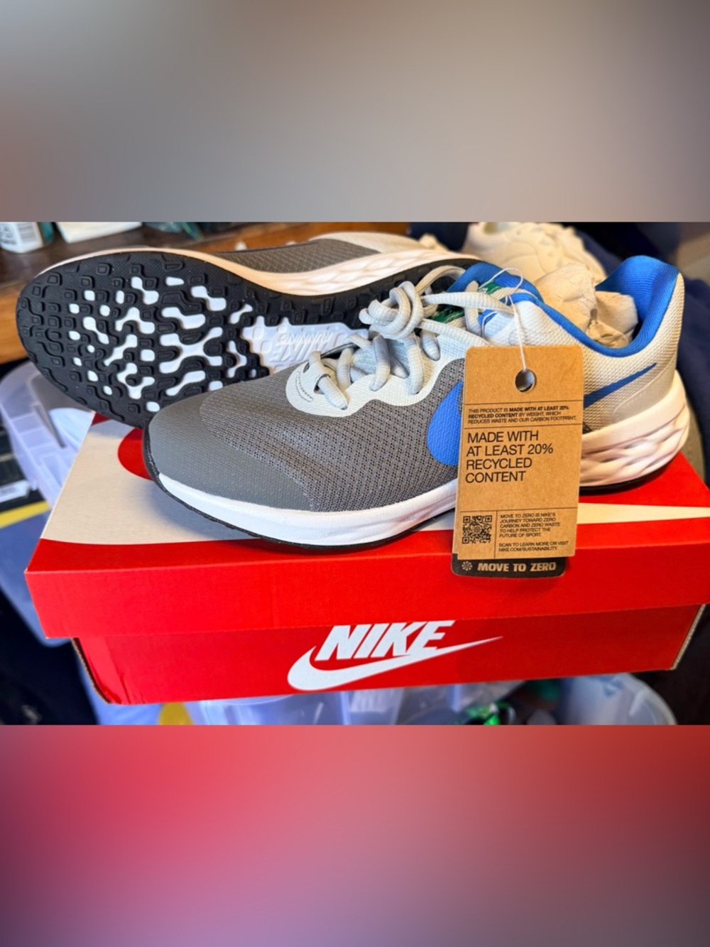 Nike Gray and Blue Lightweight Running Sneakers size 7 youth or 8.5 women